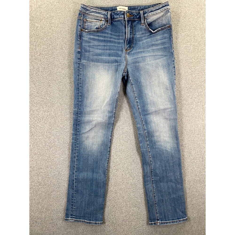 Driftwood Jeans Women's 29 Audrey High Rise Blue Distressed Straight Leg Denim